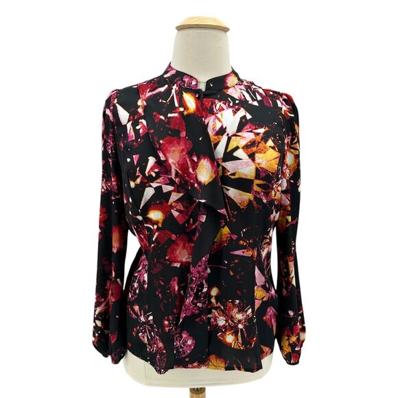 NEW Worthington Womens XL Top Abstract Diamond Multicolor Satin Blouse - Picture 1 of 8